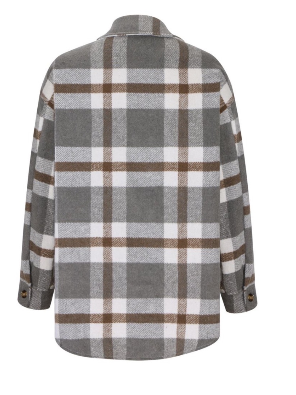 Plaid Shacket Jacket in Gray and Taupe - Picture 3 of 6